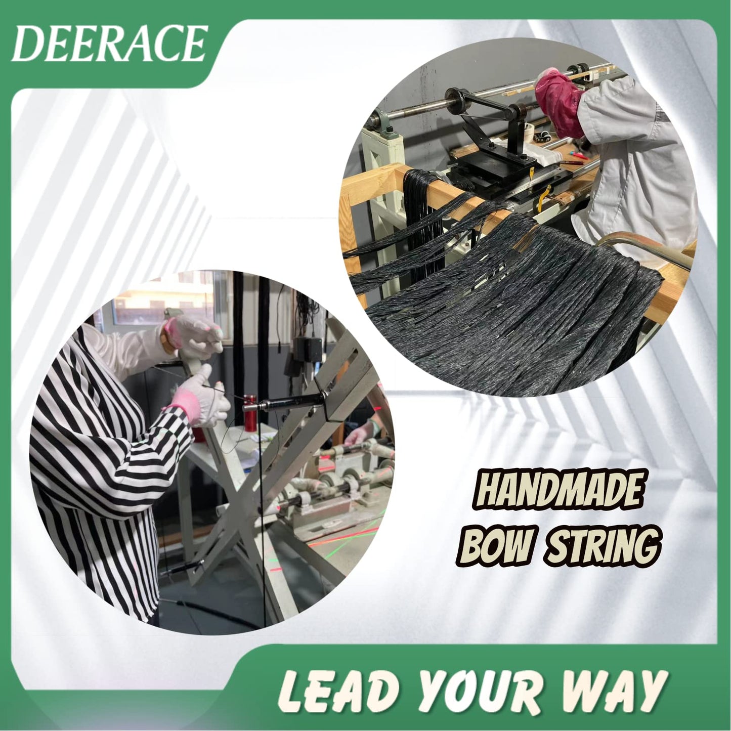 DeeRace Traditional Recurve Bow String and Bowstring Finger Savers Set, Dacron Bow String with Finger Guards (AMO 48” (Actual Length 44”), 14 Strands (Recommended for up to 50 lbs))
