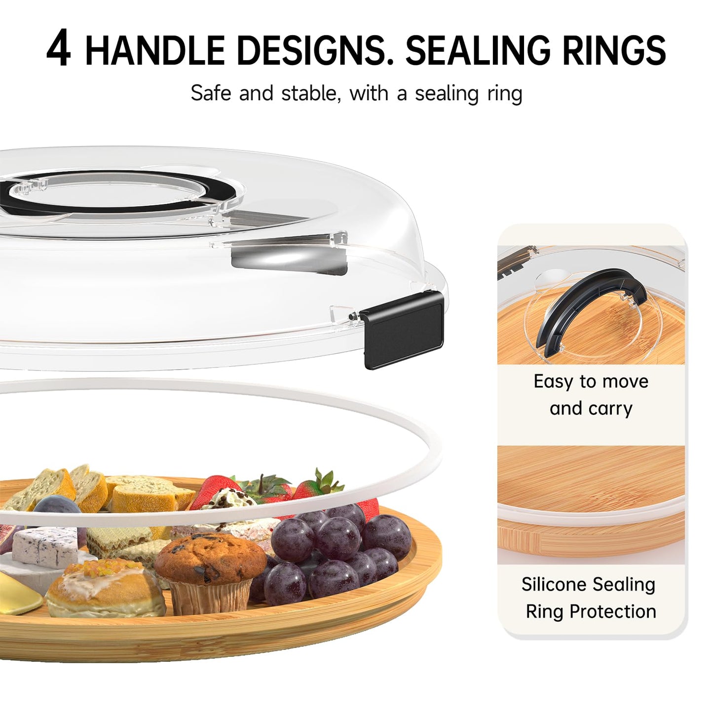 Renmxj Charcuterie Board with Clear Lid, Picnic Portable Cheese Board Charcuterie Boxes, Meat Fruit Serving Tray Platter, House Warming Gifts New Home, Gifts for Women (White, 1 Compartment)