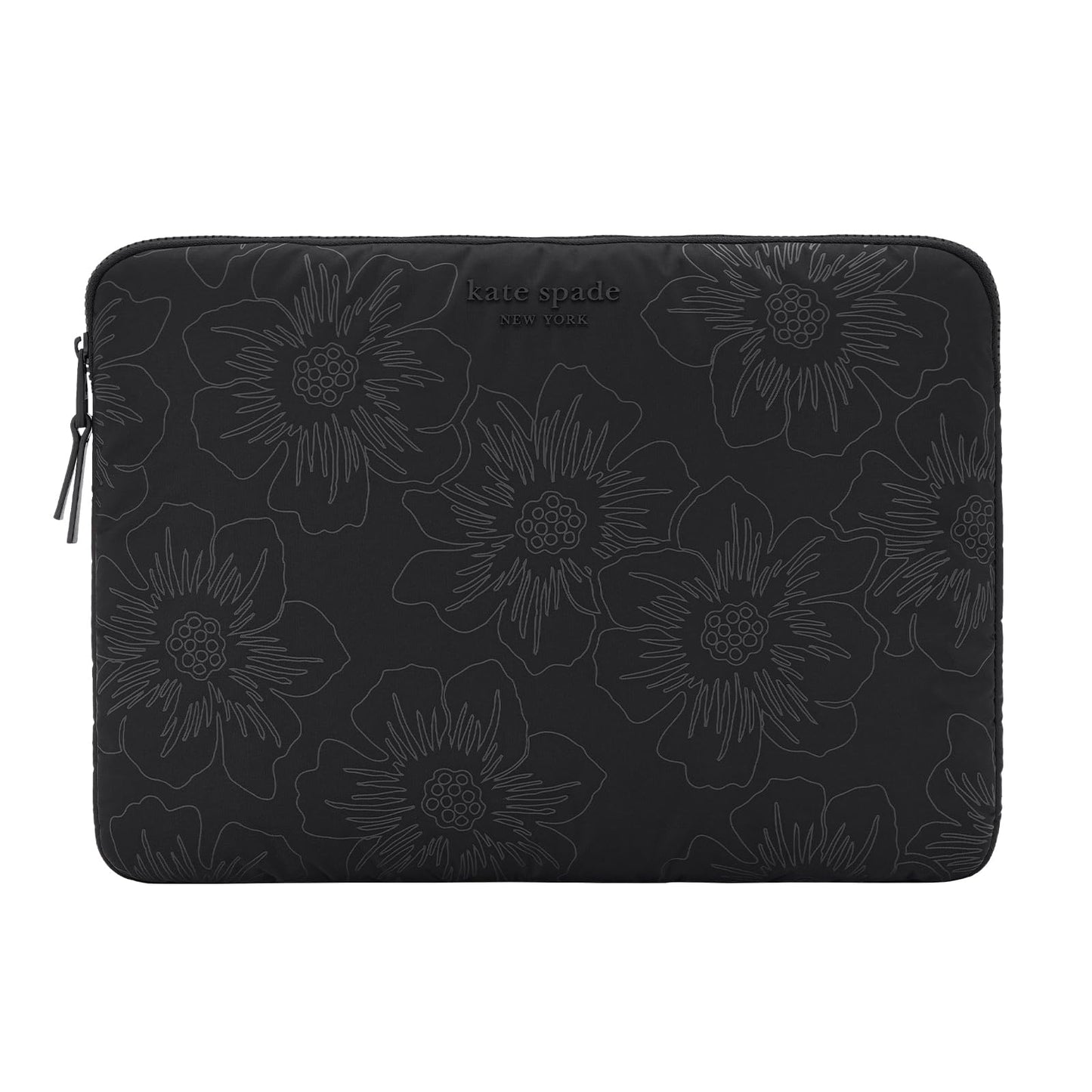 kate spade new york Puffer Laptop Sleeve 16 Inch - Reverse Hollyhock Black - Compatible with All MacBook M Series Devices