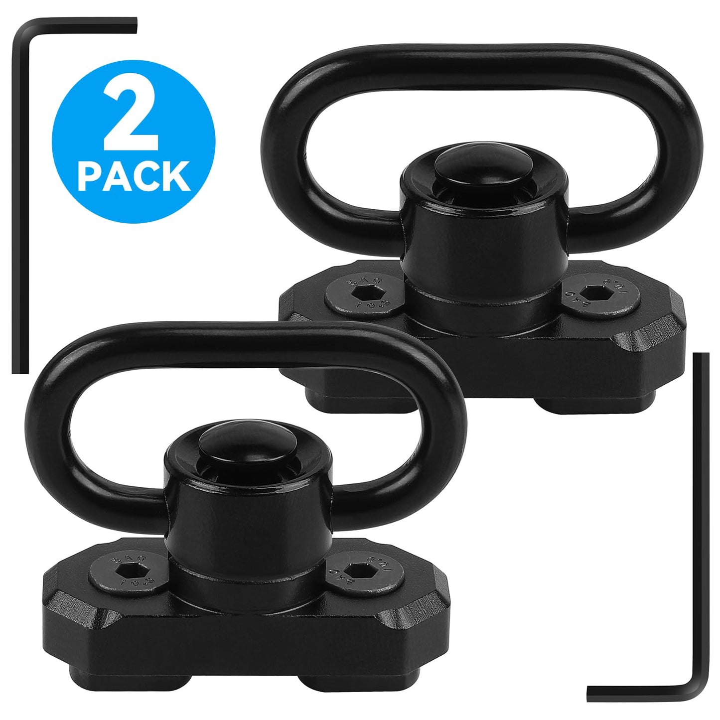 REERON 2 Point Sling & Mount - Adjustable Extra Long Two Point Traditional Rifle Sling with 2 Pack 1.25" QD Swivels Mounts for M-Rail (2 Pack Mounts)