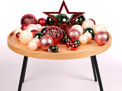 50 PCS Christmas Ball Ornaments Set, Classic Red Green Golden White Decorations, Mixed Shapes & Finishes, All-in-One Tree Decorating Kit, Gift & Home Holiday Decor