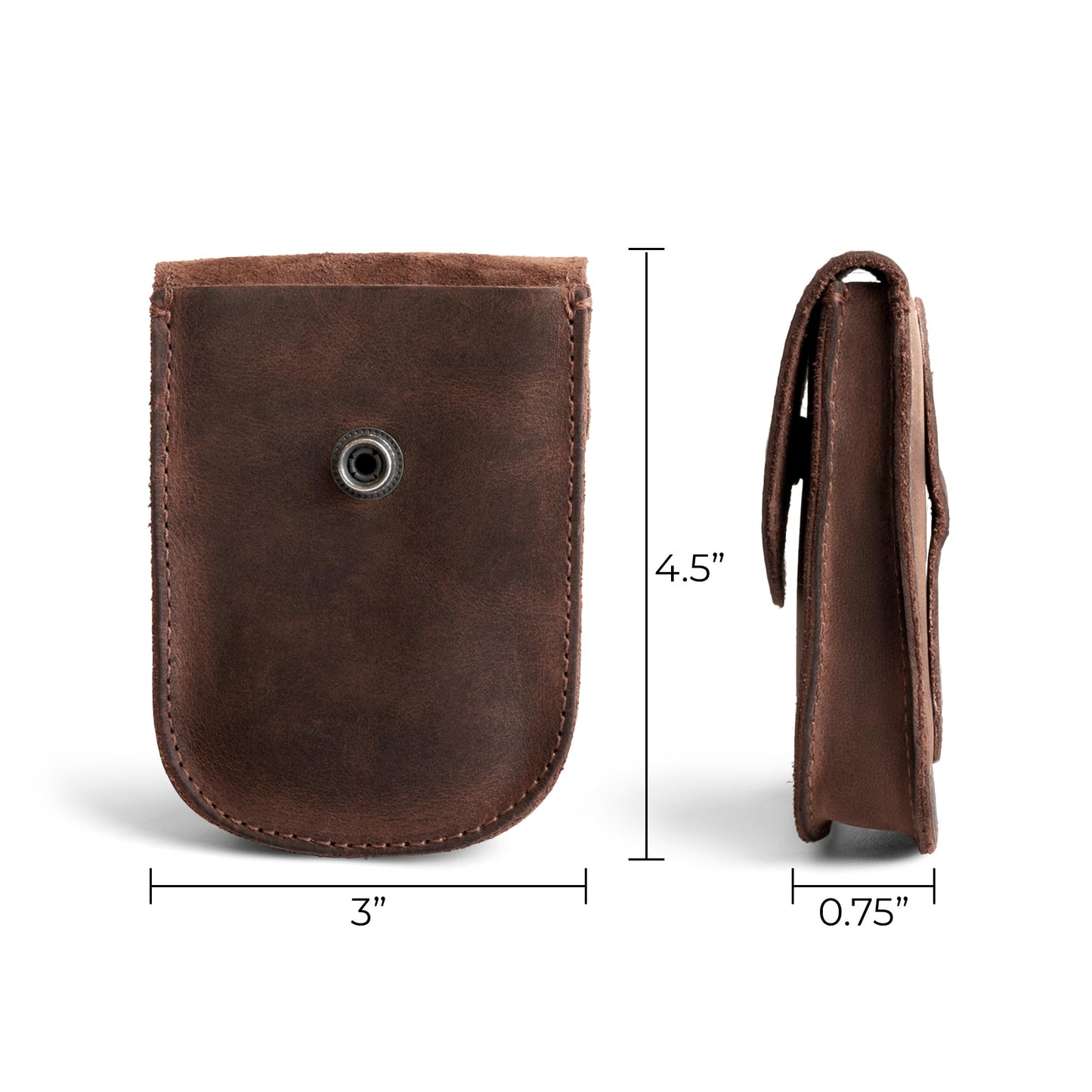Hide & Drink, Full Grain Leather Holster Pouch, Durable EDC Waist Bag for Coins, Pocket Wallet, Headphones, Personal Items, Conveniently Attaches to Belt, Snap Closure, Handmade, Bourbon Brown