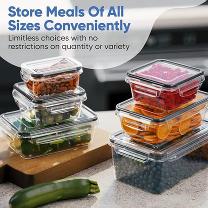 Chefs Path 48 Piece BPA-Free Plastic Food Storage Container Set with 24 Containers and 24 Lids for Kitchen Pantry Organization and Meal Prep