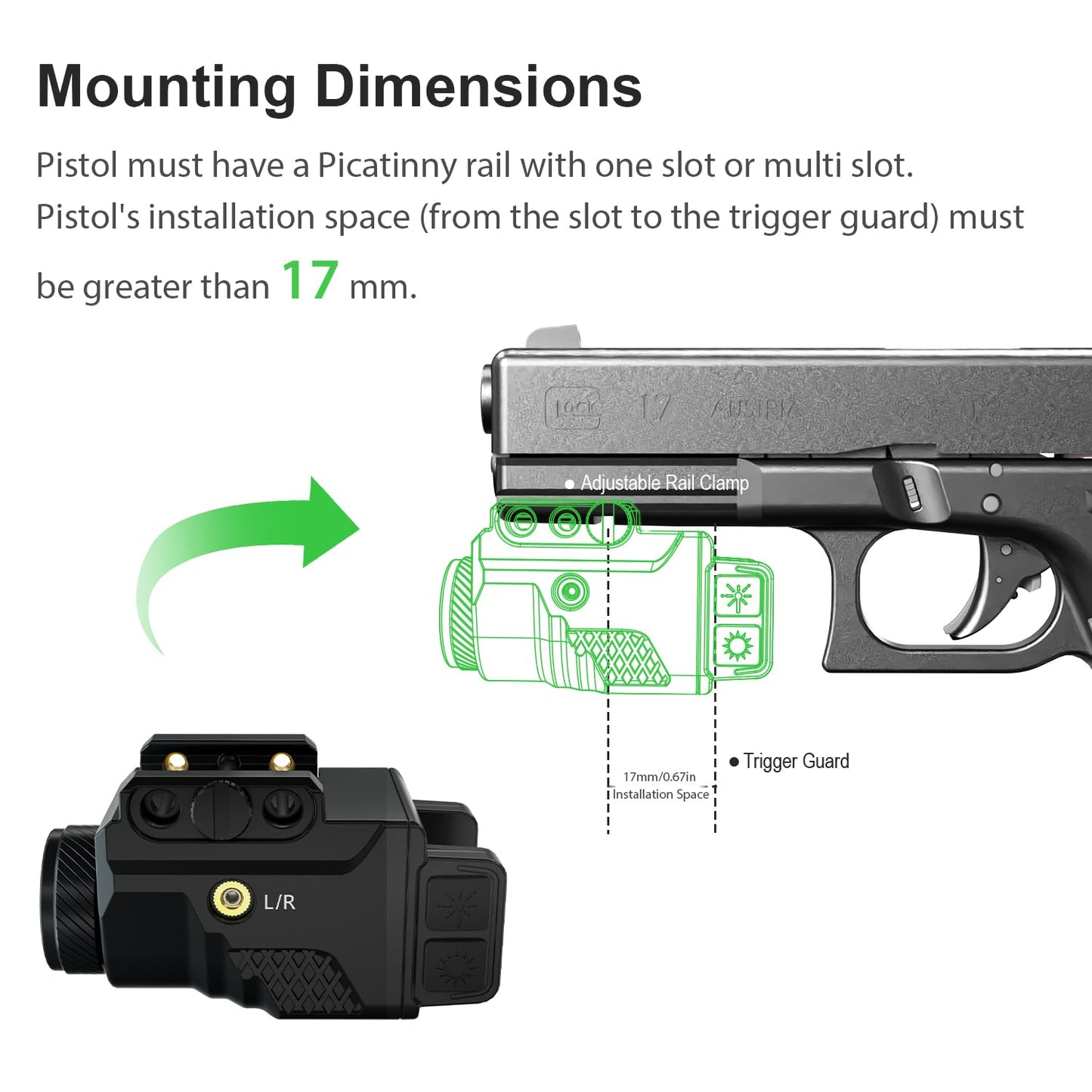 GAZESHOT 700 Lumen Pistol Light Laser Combo Weapon Light Tactical Flashlights, Magnetic USB Rechargeable with Blue Beam Sight and Strobe Mode for GL and Picatinny Rail