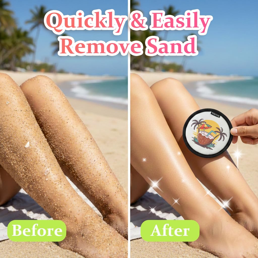 Katroiy Beach Sand Remover Sand Eraser Wipe Mitt Sand Remover for Beach Family Women 2026 Summer Vacation Essentials European Mexico Costa Rica Bahamas Trip Must Haves Hawaii Honeymoon Accessories