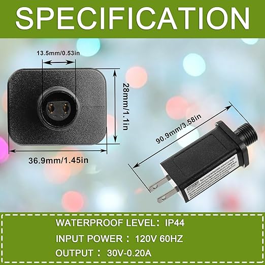 30V 6W LED Transformer Replacement Class 2 Power Supply for Christmas String Light Inflatable Decorations LED Controller IP44 Waterproof Low Voltage