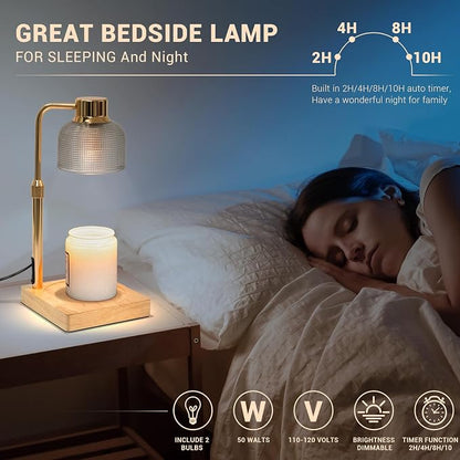 KLL Candle Warmer Lamp with Timer: Birthday Gifts for Women Mom Her - House Warming Gifts New Home, Room Decor - Dimmable Wax Melt Warmer for Jar Candles with 2 Bulbs