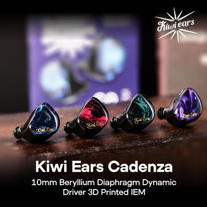 Linsoul Kiwi Ears Cadenza 10mm Beryllium Dynamic Driver IEM 3D Printed with Detachable Interchangeable Plug 0.78 2pin 3.5mm IEM Cable for Musician Audiophile (Purple)