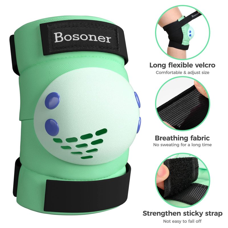BOSONER Kids Knee Pads Set for 3-15 Year, Knee Elbow Pads and Wrist Guards for Boys/Girls, Child Protective Gear for Biking, Skating, Skateboarding, Roller Skating, Cycling, Scooter