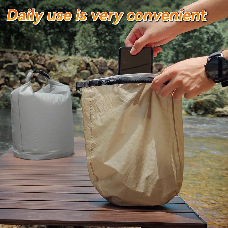 HIKEMAN Dry Bag Waterproof - Ultralight Dry Sack,Outdoor Roll Top Drybags,3-Pack Stuff Sack for Travel,Swimming,Rafting,Boating,Kayaking,Camping,Beach (Khaki)
