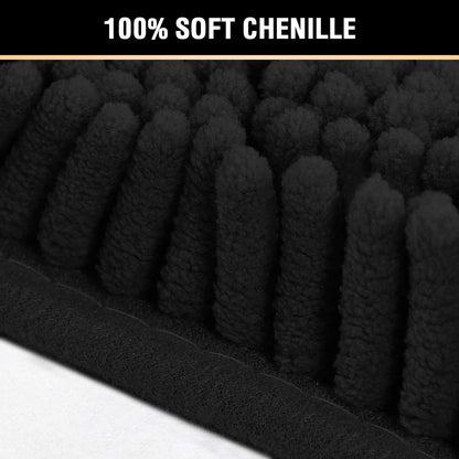 H.VERSAILTEX Black Bathroom Rug Set 2 Piece, Bath Mats for Bathroom Floor, Super Thick Soft Shaggy Chenille Bath Mats Machine Washable, Dry Fast Water Absorbent Bath Mats(20" x 32"/17" x 24")