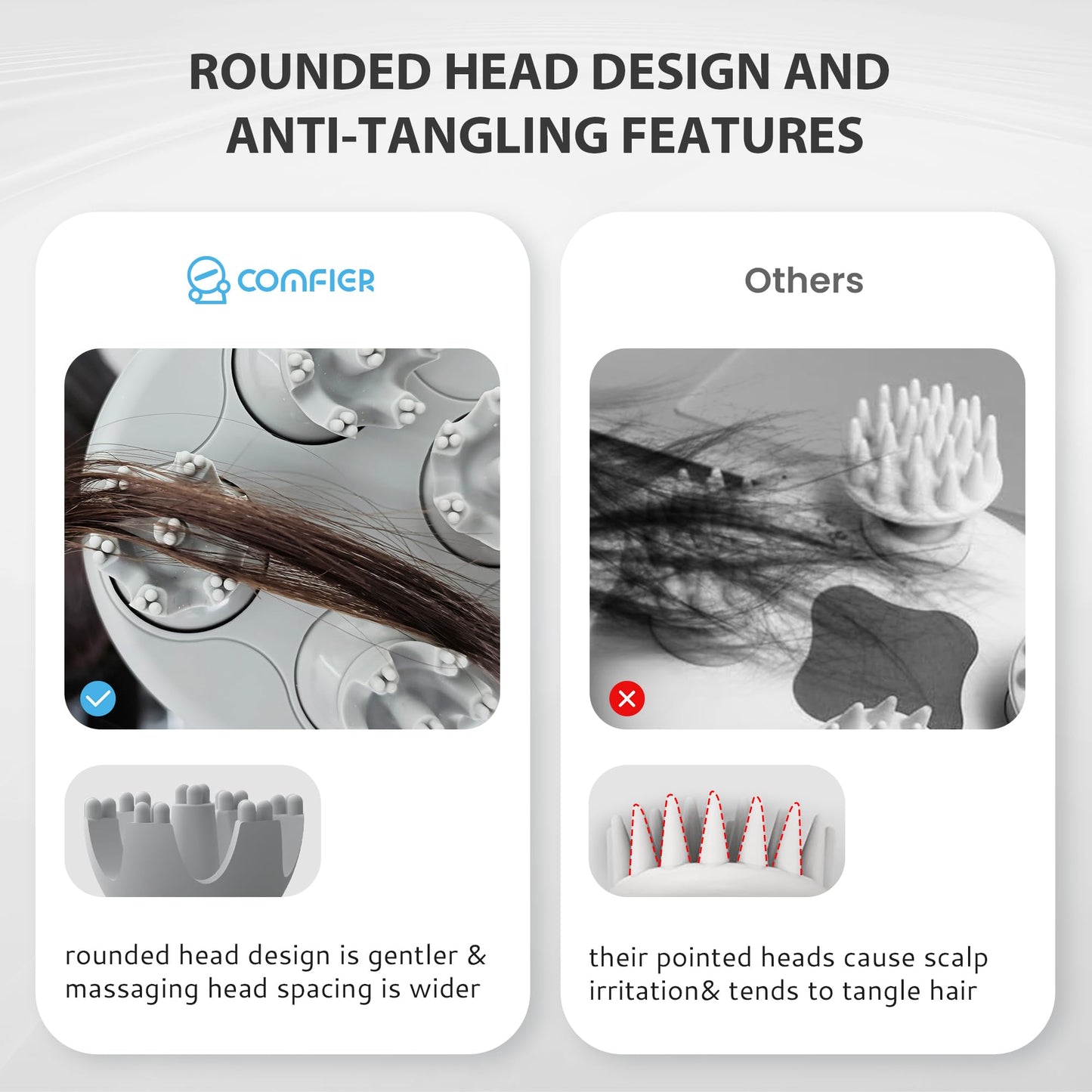 COMFIER Electric Scalp Massager with Mutlti-Modes Vibration, Portable Handheld Head Scratcher for Hair Growth,Waterproof Head Massager for Full Body,Dog Cat Massager for Deep Clean and Stress Relax