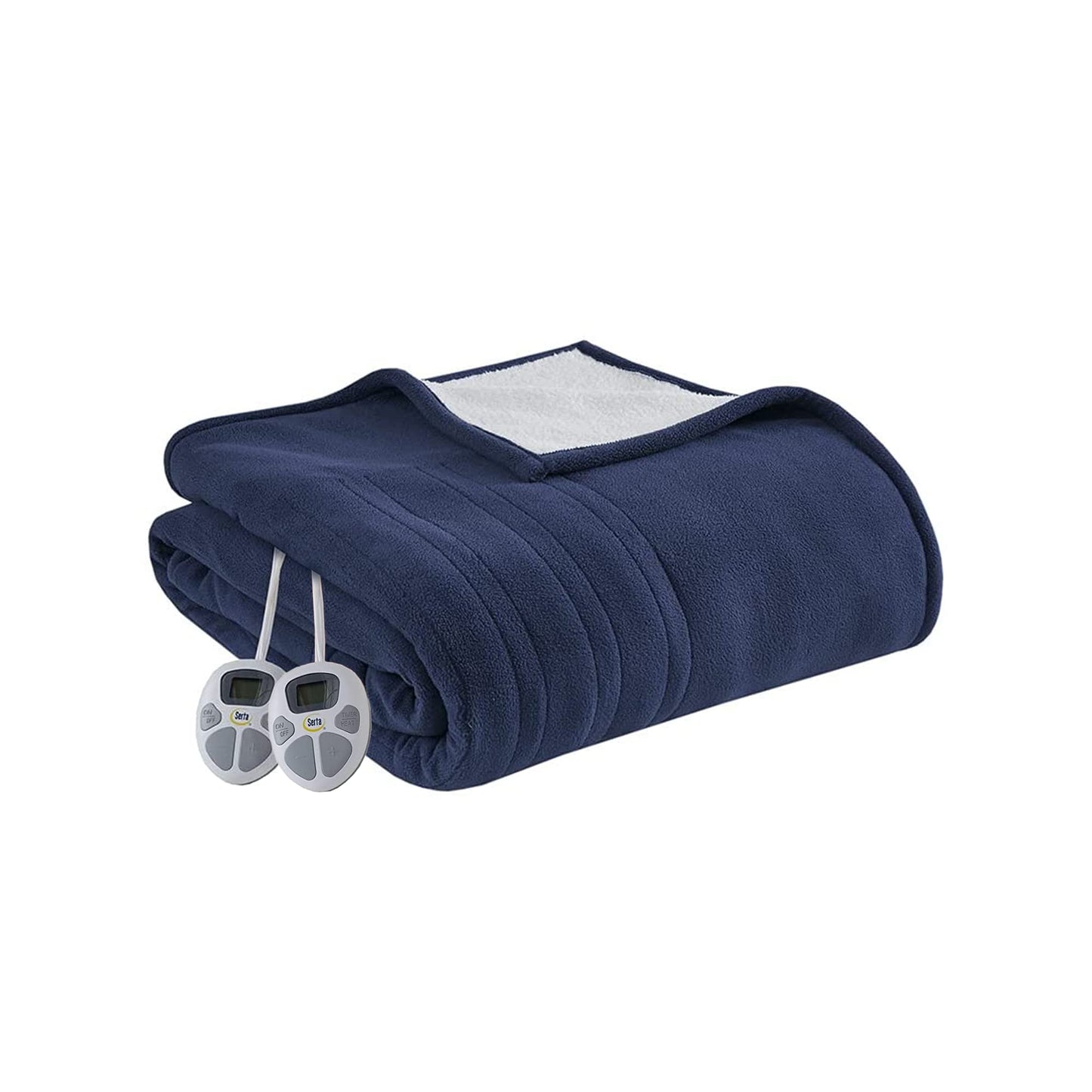 Serta Heated Blanket - Reversible Fleece to Sherpa Electric Blanket, Fast Heating, Auto Shut Off Timer, Multi Heat Setting, ETL Certified, Machine Washable, Grey Full 84"x 77"