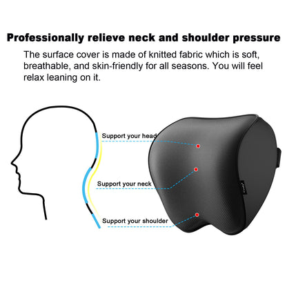 Crofy 2-Pack Car Neck Pillow, Softness Car Headrest Pillow for Driving with Adjustable Strap, 100% Memory Foam and Breathable Removable Cover, Comfortable Ergonomic Design, 4.7 Inches Thick