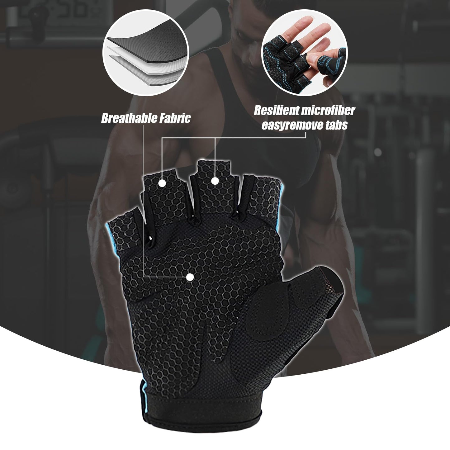 CINDALOG Weight Lifting Gloves Full Palm Protection, Workout Gloves for Gym, Cycling, Exercise, Breathable, Super Lightweight for Mens and Women (Black, Small)