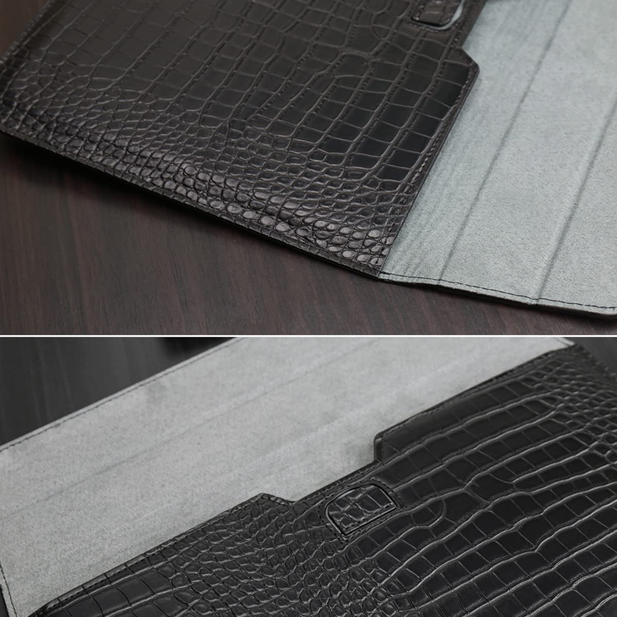 LCMOCICO Crocodile Grain PU Leather Flap Style Case Bag Laptop Sleeve for MacBook Air 15 inch 2026-2023 A3448 M5 M4 M3 M2 Notebook Bag for Mac Pro 16 A3428 A3429 2019-2026 Pro 15 2012-2019, Black