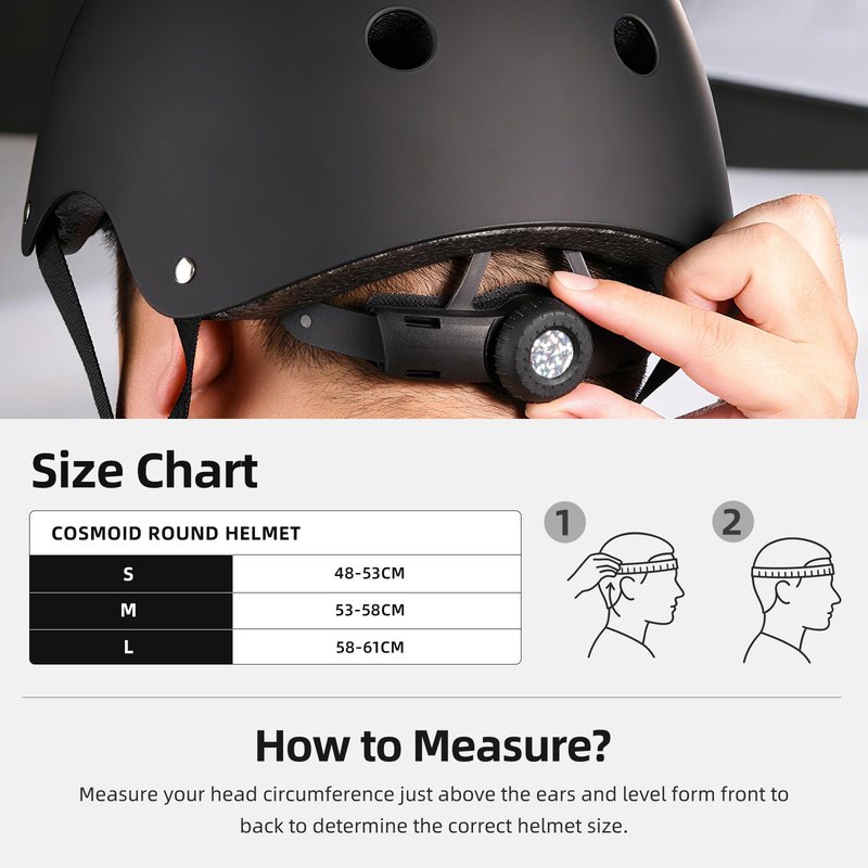 Helmet for Bicycle Scooter Roller Skate Inline Skating Rollerblading, Adjustable and Multi-Sport for Skate Scooter, 3 Sizes for Adult Youth (Black, Medium)