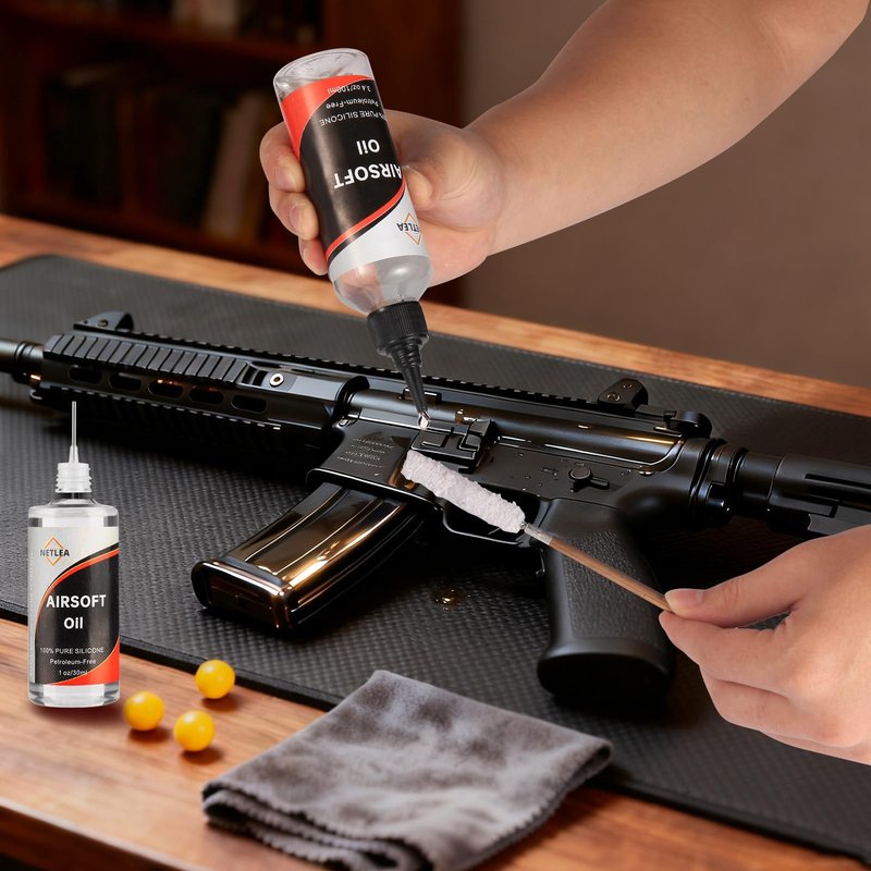NetLea 4.4 oz Airsoft Oil lubricating with Needle Oiler Pure Silicone Lubricant Airsoft Chamber Lube for Airgun Lubrication
