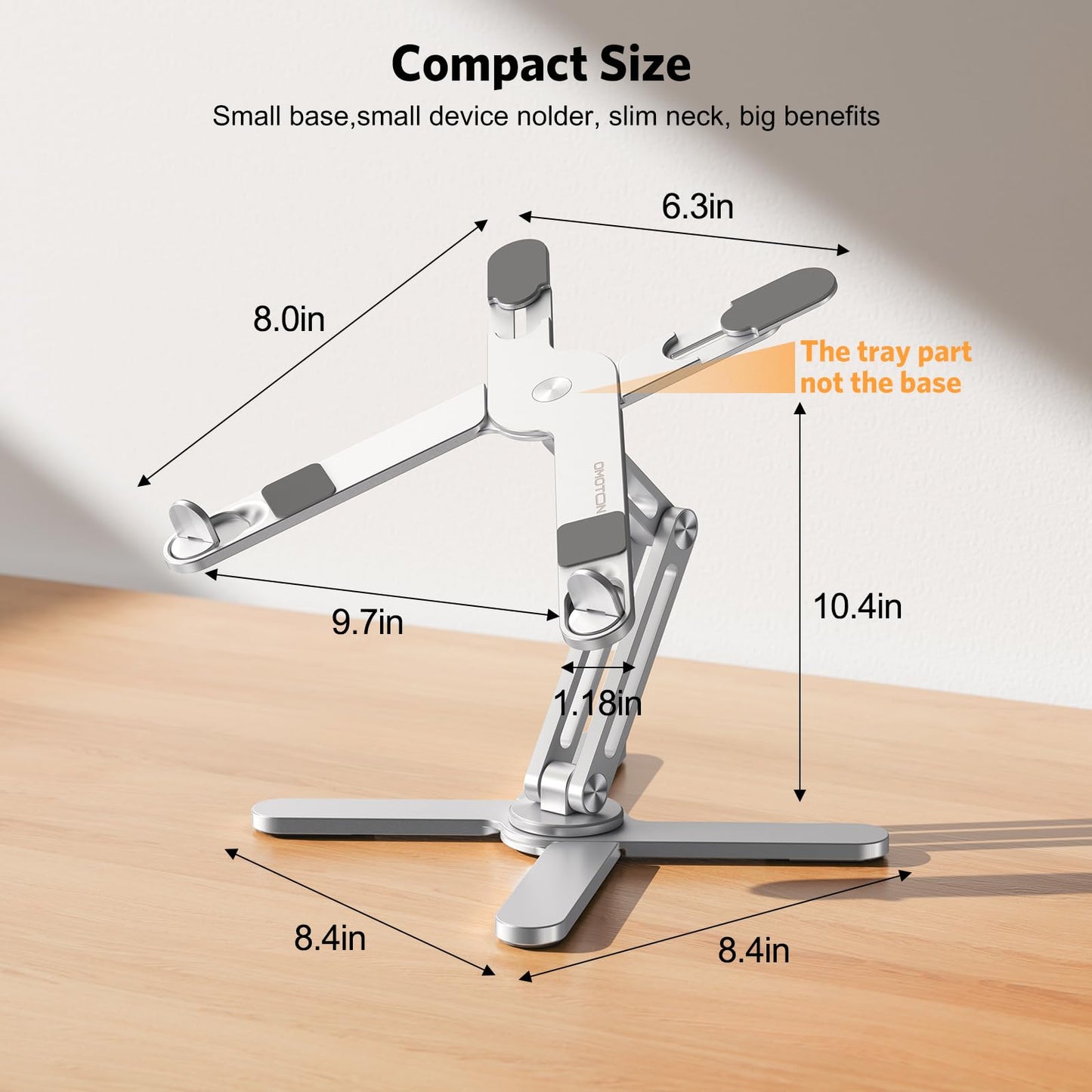 OMOTON LA10 360° Rotating Laptop Stand Riser for Desk, Ergonomic Foldable Computer Stand Adjustable Height Angles for Collaborative Work, Easy Storage Fit Macbooks,All Laptops up to 16 inches, Silver