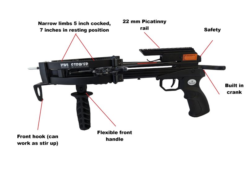 WT 125lb Mini Striker Pistol Crossbow with Red/Green dot Sight-Up to 300 fps, Ideal for Fishing, Hunting and Target Practice