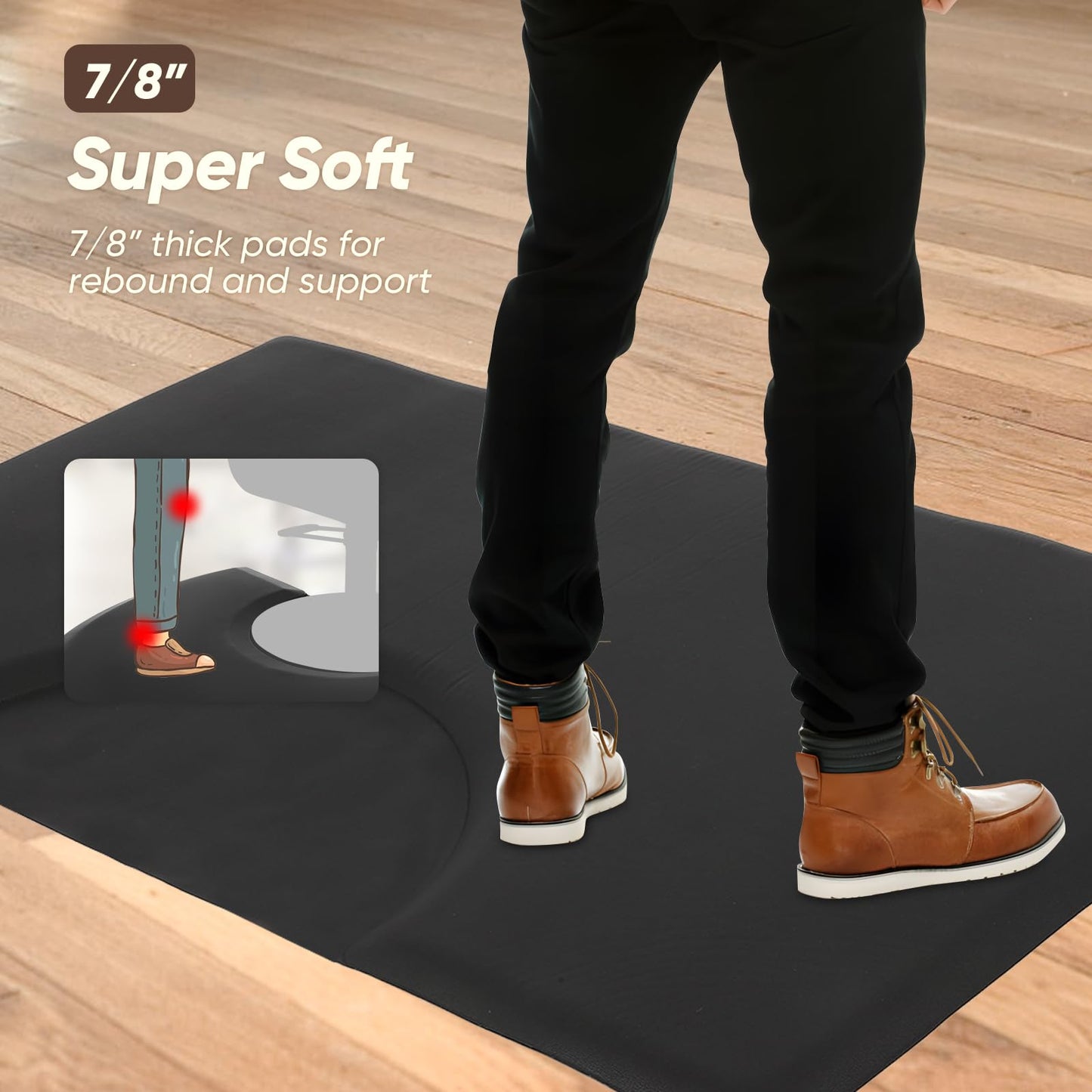 7/8" Inch Thick Barber mat for Floor, 3' x 5' Salon Chair mat, Anti-Fatigue Rectangle Hair Cutting Hairdressing Equipment