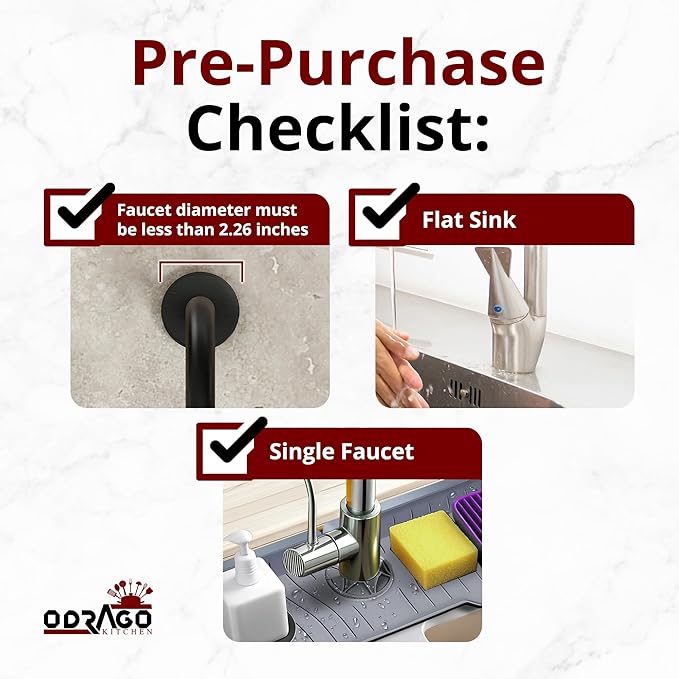 Odrago Silicone Faucet Mat, Countertop and Kitchen Sink Splash Guard, Anti-Slip