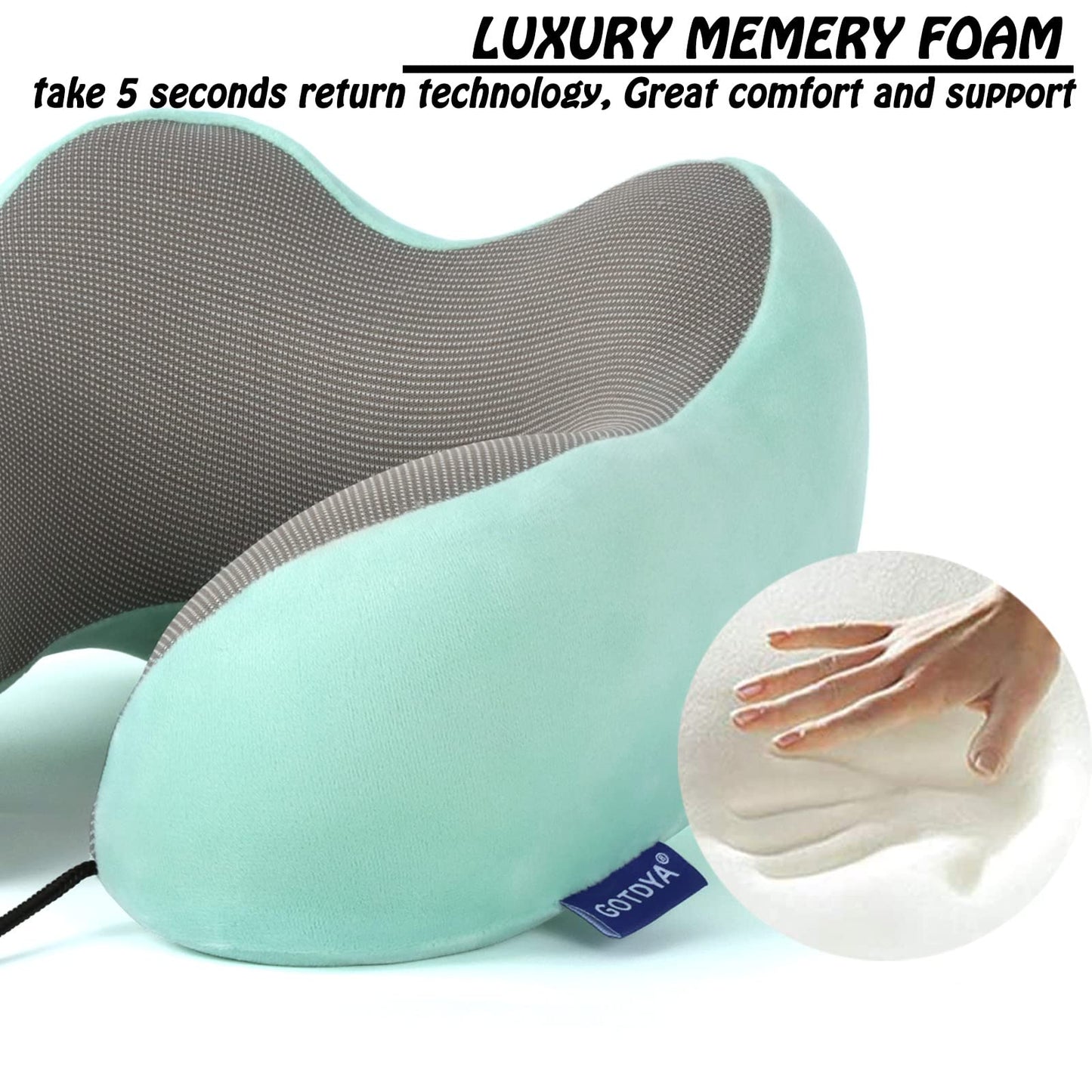 Travel Pillow,Travel Neck Pillows for Sleeping,100% Pure Memory Foam Soft Comfort & Support Pillow for Airplane/Car/Office&Home Rest Use-Pink