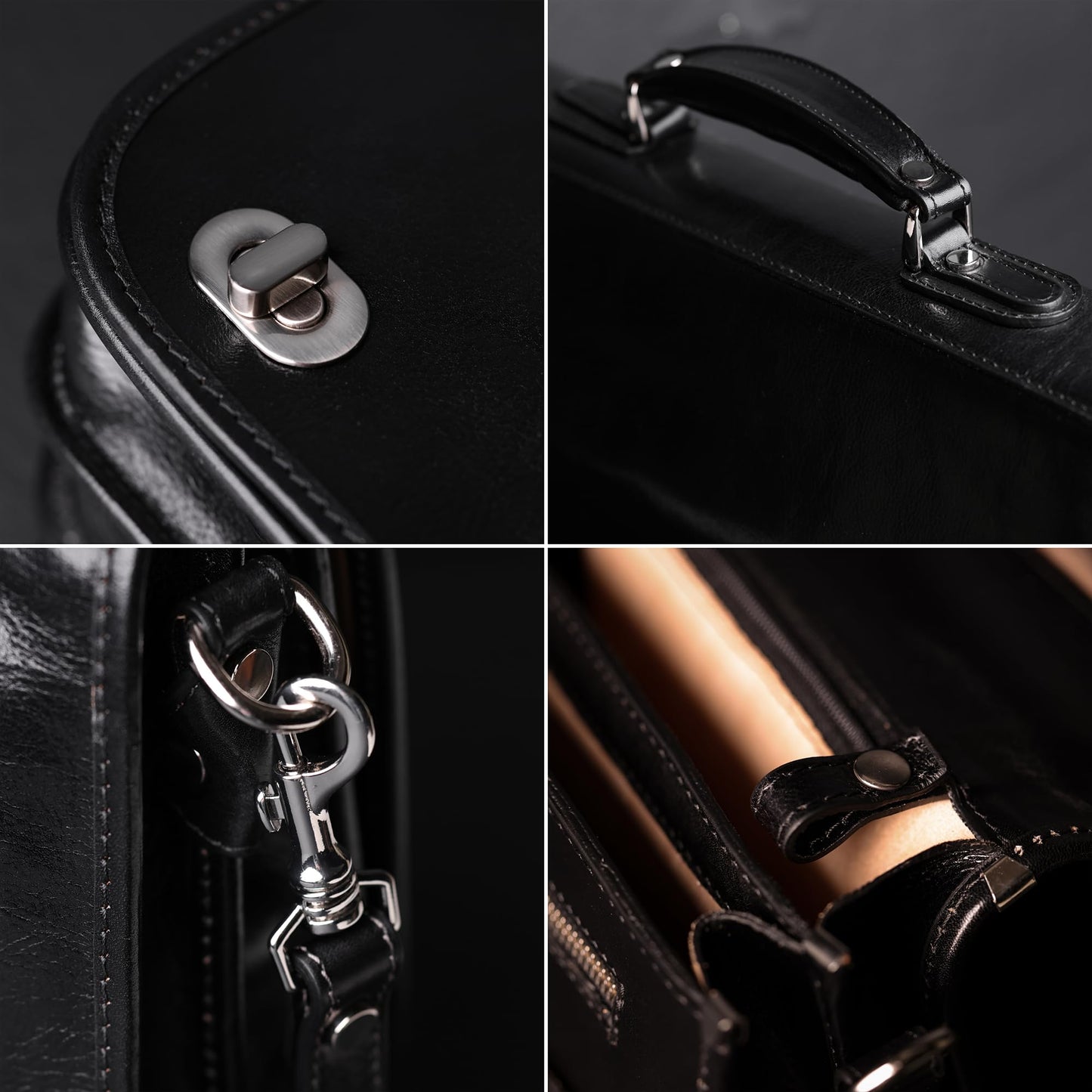 Time Resistance Leather Briefcase for Men - Italian Full Grain Leather Laptop Bag - Messenger Bag - Gift Box Included