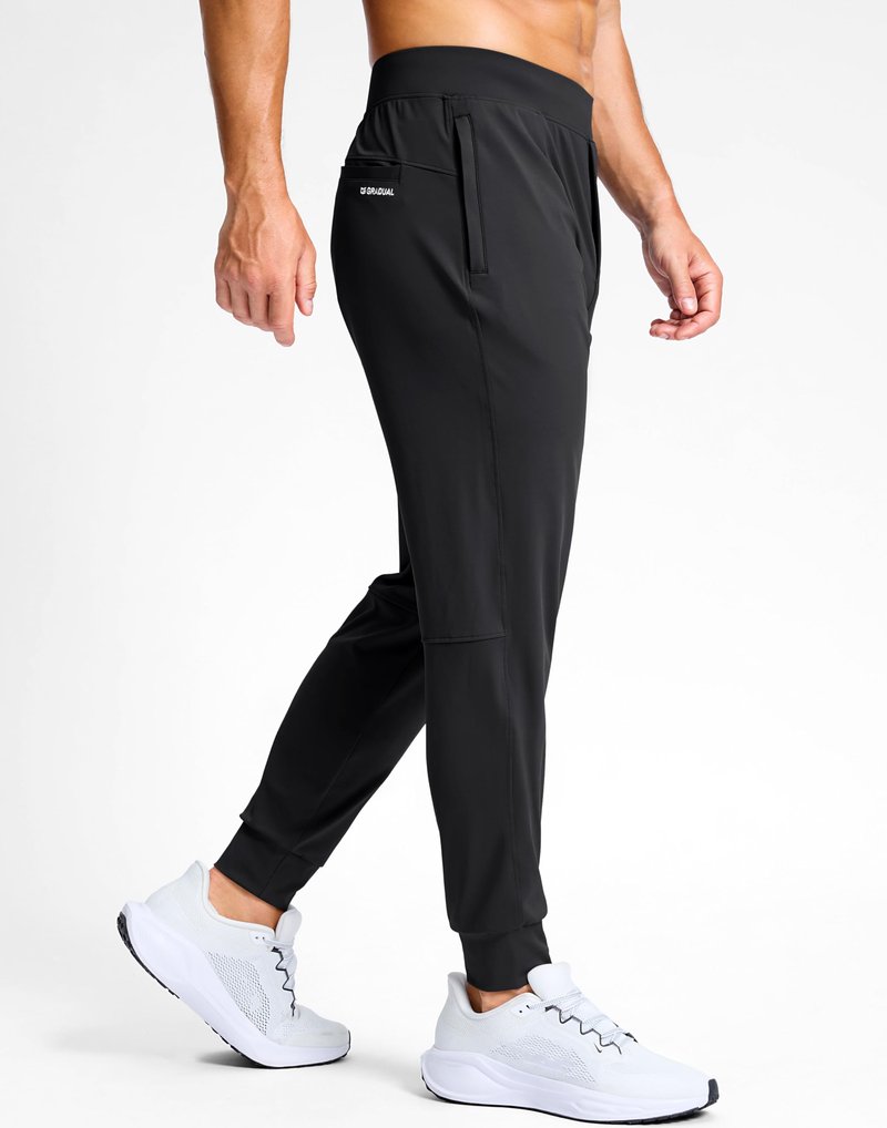 G Gradual Men's Golf Joggers Pants with Zipper Pockets Stretch Sweatpants Slim Fit Track Pants Joggers for Men Work Running (Black, L)