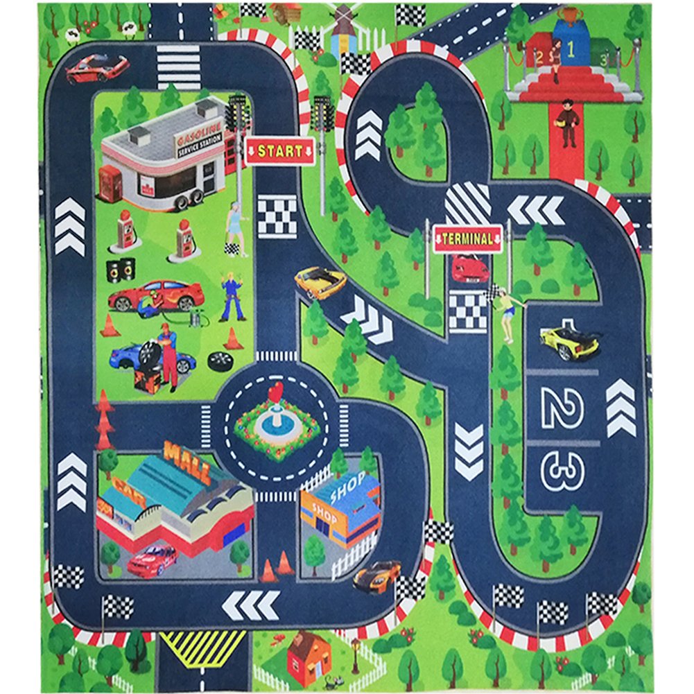 Road Playmat,Carpet Playmat,Great for Playing with Cars,Children Educational Road Traffic Play Mat- Learn and Have Fun Safely