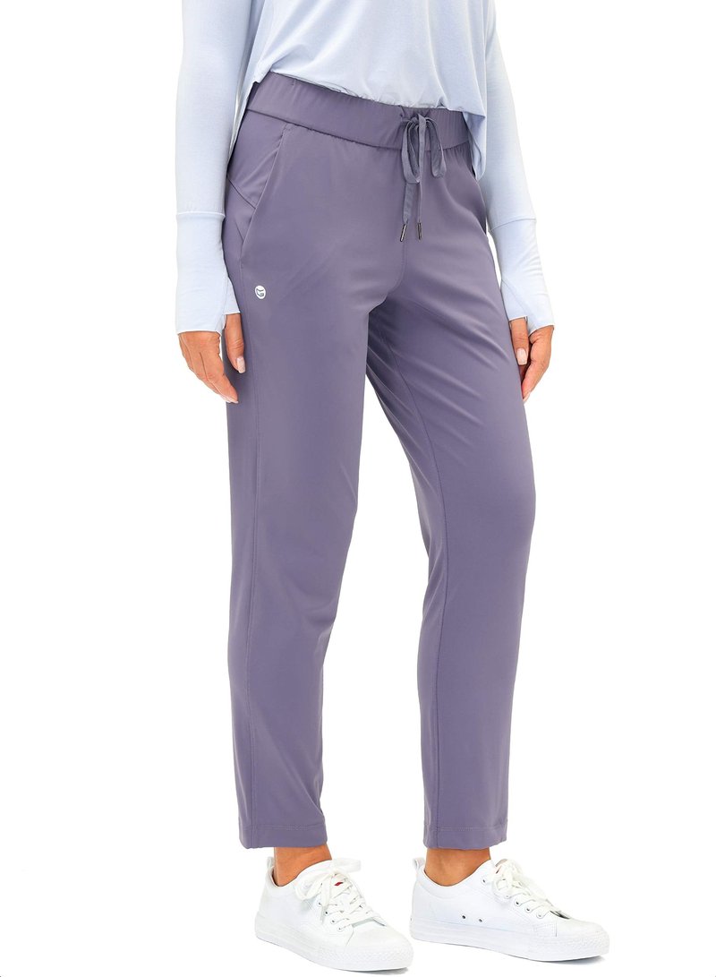 Women's Pants with Deep Pockets 7/8 Stretch Sweatpants for Women Athletic, Golf, Lounge, Work (Purple, Medium)