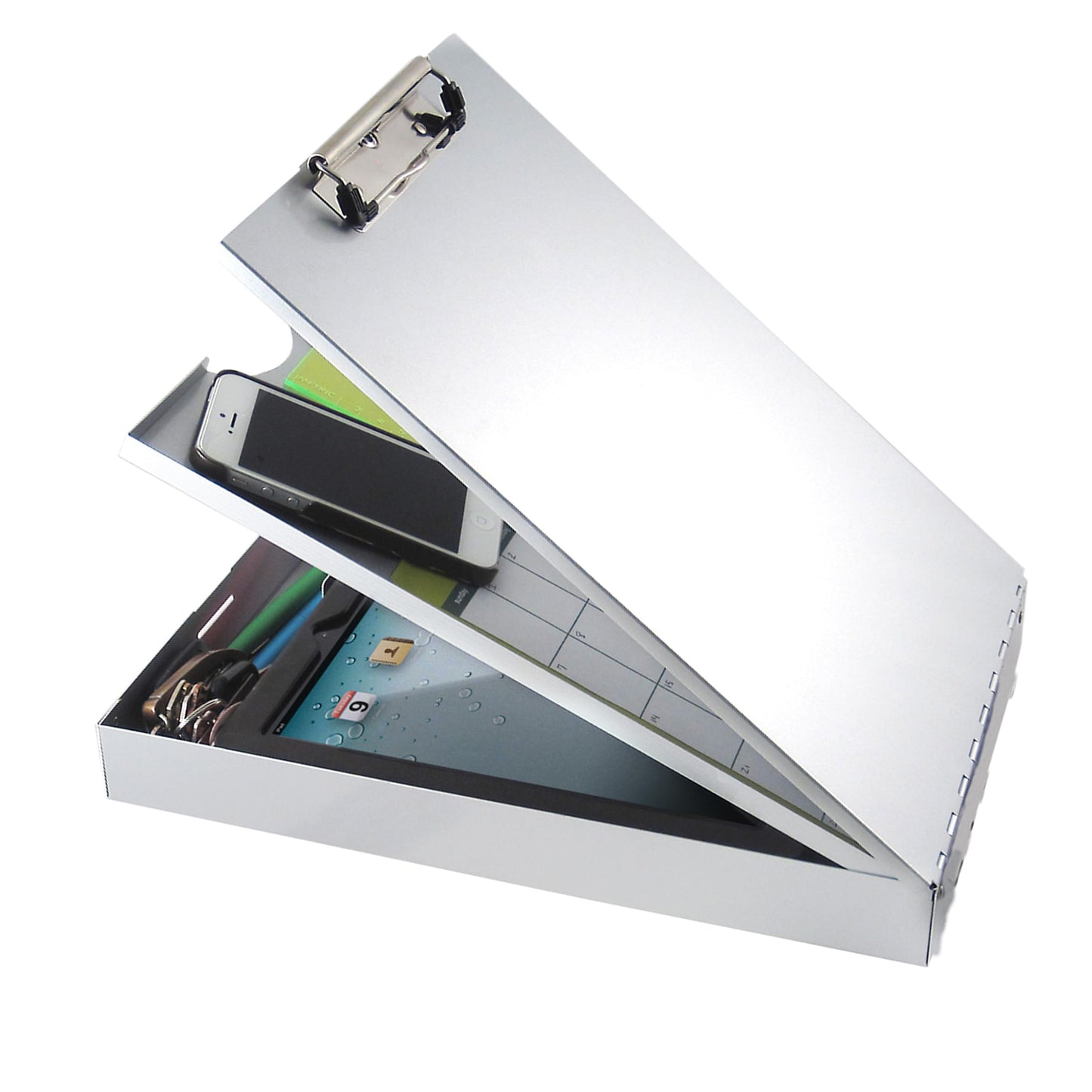 Saunders Metal Clipboard with Storage - Letter Size Heavy Duty Contractor Grade Clipboard - Dual Storage Form Holder with Low Profile Clip Made in USA