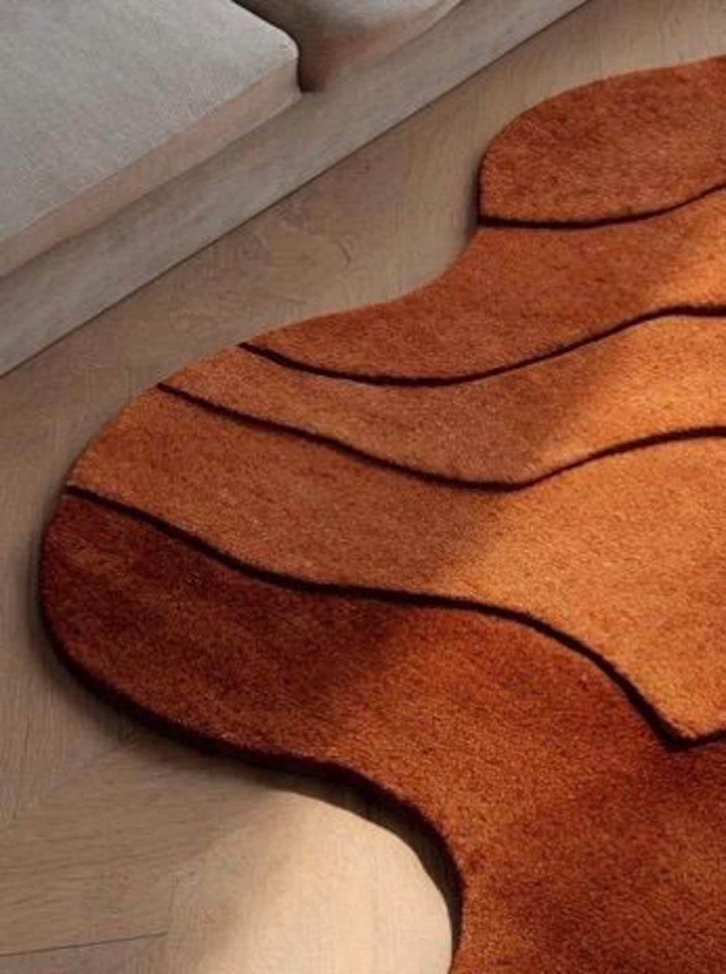 Anthrofy Taliaferro Irregular Area Rug – 5’ x 8' – Handmade Wool Area Rugs – Brown – Rugs for Living Room, Bedroom – Anti-Skid – Carpets with Non-Slip Natural Backing with 100% Cotton