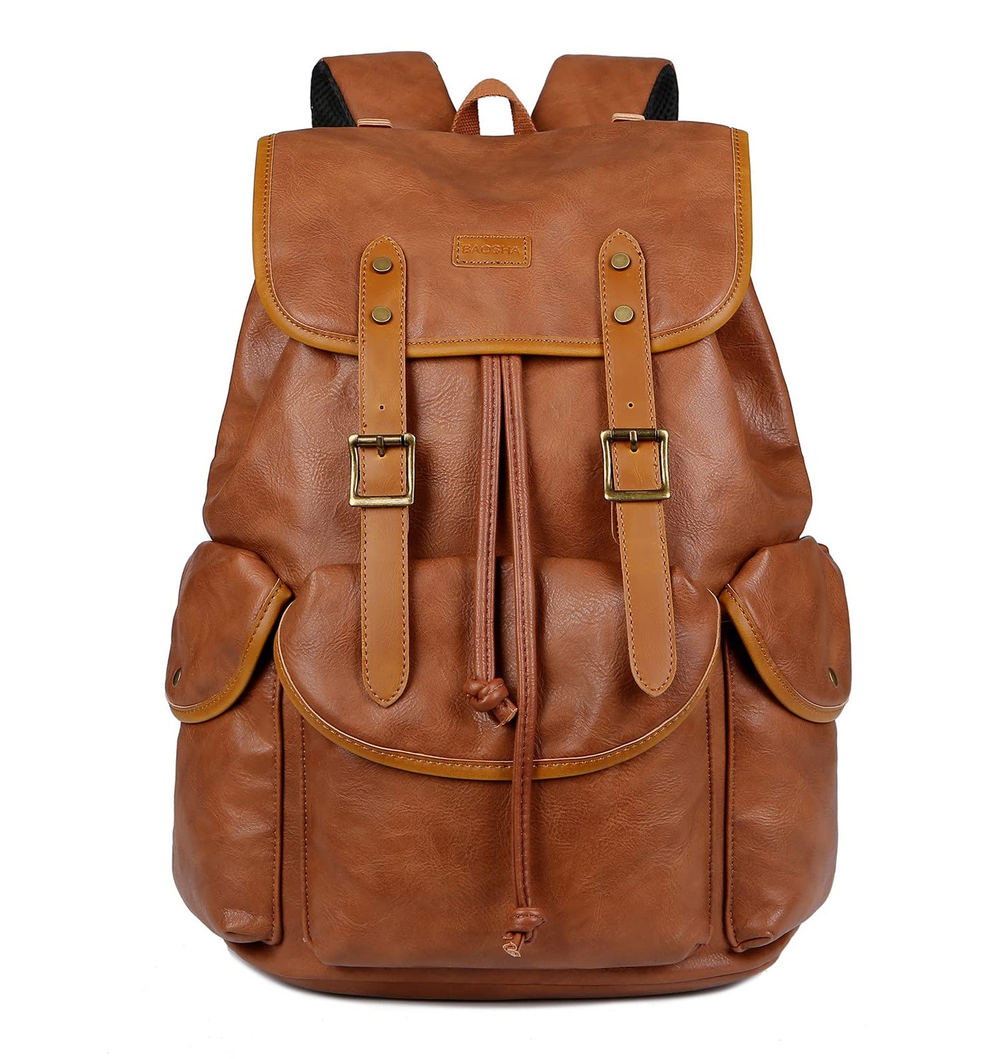 Vegan Leather 15.6 inch Laptop Backpack Hiking Camping Backpack Satchel Bookbag Travel Business Backpack CN-01 (Brown)