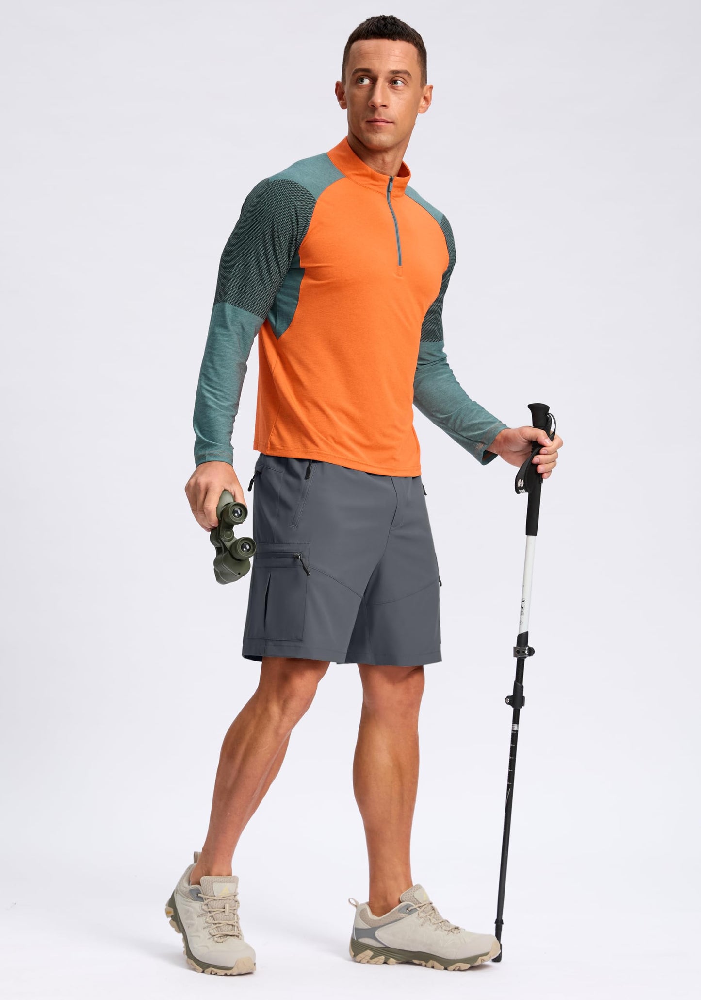 Pudolla Men's Hiking Cargo Shorts Lightweight 7" Travel Casual Shorts for Men Golf Work Outdoor with 5 Zipper Pockets(Deep Grey Medium)