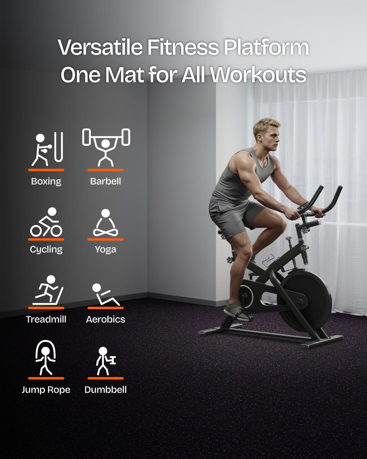 Vivaluz 0.56 Inch Thick 48 Sq Ft Gym Flooring for Home Gym, 12 Tiles Robust Rubber Top with Eva Foam Exercise Equipment Mats, Protective Flooring Puzzle Mat for Fitness Room