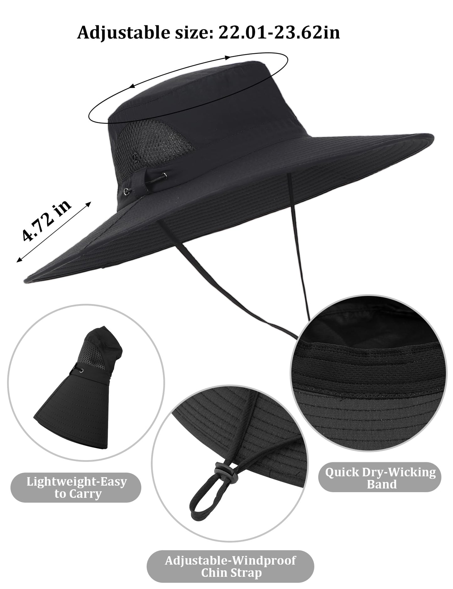 Peicees Fishing Hat, UPF 50+ Wide Brim Sun Hat for Women Safari Hats Hiking Hats Sun Hats with UV Protection
