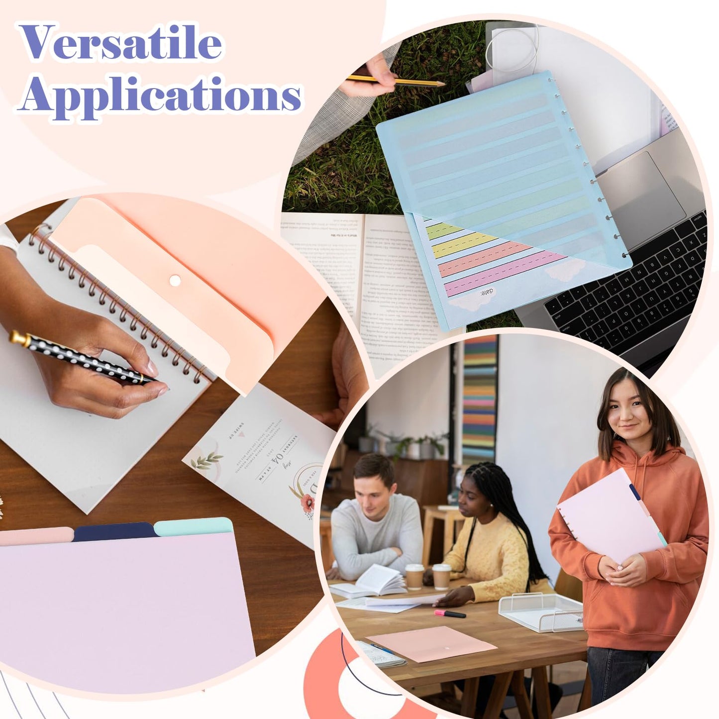 (4 Styles 11Pcs) Letter Size Discbound Pocket Dividers Planner Pocket Inserts 11 Disc Pocket Inserts Disc Planner Cover Discbound Notebook Accessories Discbound Pocket Folders 8.5 x 11inch for Office