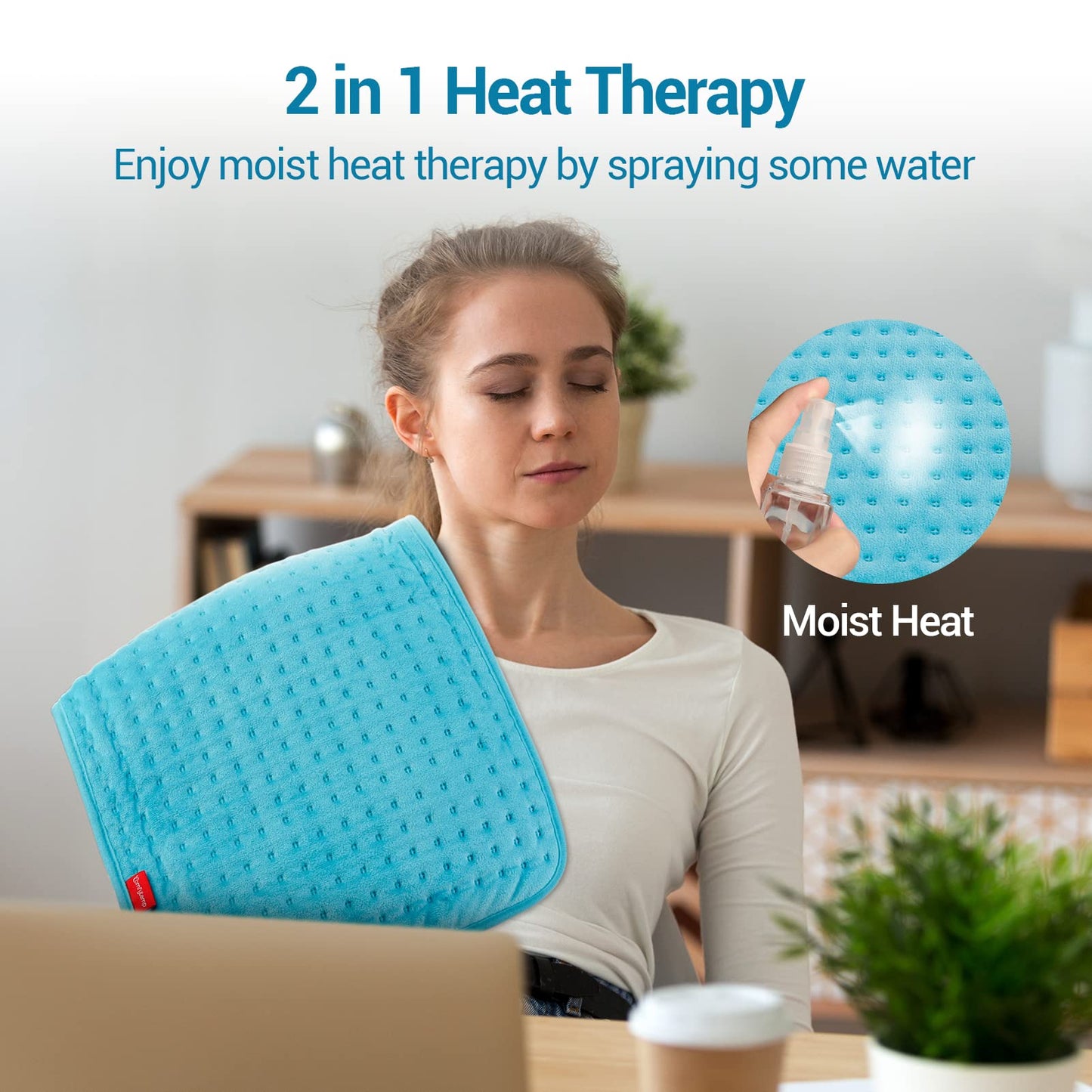 Comfytemp Heating Pad for Back Pain & Cramps Relief, FSA Eligible Electric Large Heat Pad, 2H Auto Off, Christmas Gifts for Women Men Mom Dad, HSA Moist Neck Shoulder Heated Pad, Washable, 12"x24"