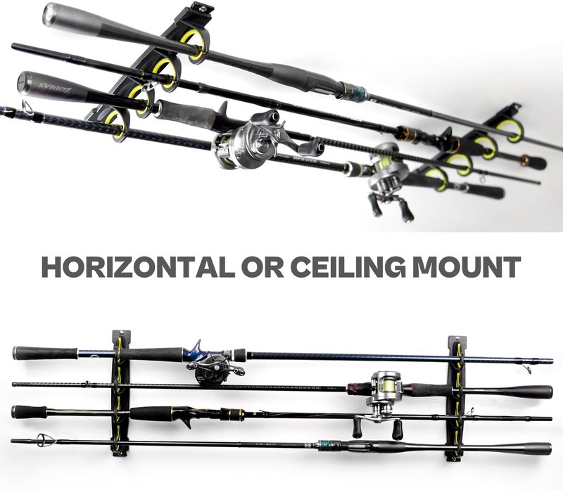 Fishing Rod Rack - Wall Mounted Rubber Coated Holders for 8/16 Poles | Garage & Vehicle Storage Solutions