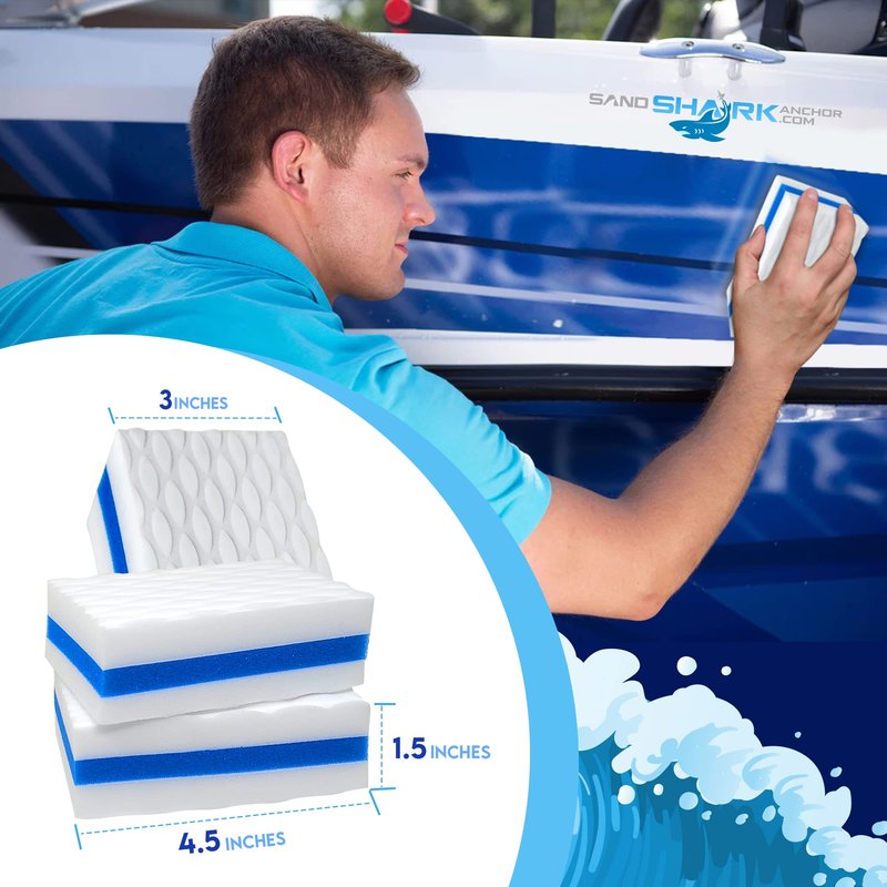 SandShark Premium Boat Hull Cleaner | Eraser Sponge, Boat Accessories Gifts for Cleaning Must Have Pontoon Boat Accessories, Gadgets for Men or Women, Scuff Erasers Vinyl Cleaner