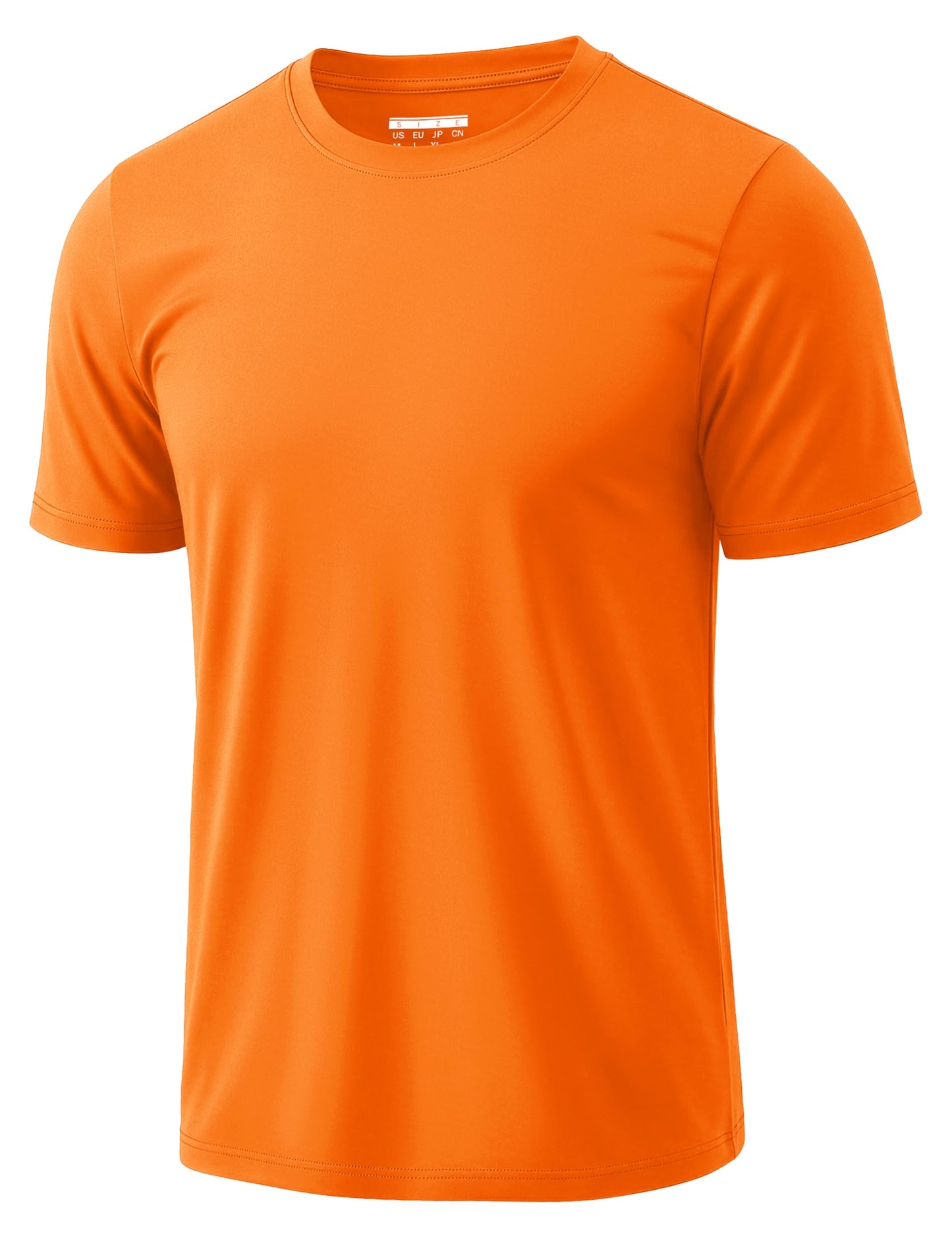MAGCOMSEN Men's Short Sleeve Dry Fit Shirts Athletic Running Moisture Wicking Tee UPF 50+ Hiking Gym Tshirt Fluorescent Orange M