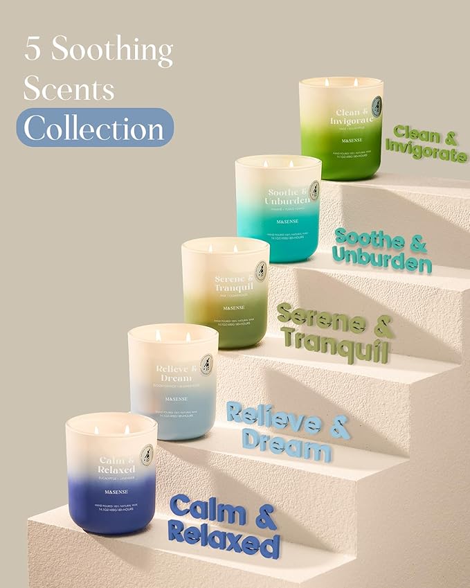 M&SENSE Blood Orange & Blushed Rose Aromatherapy Candle for Stress Relief & Relaxation, 14.1oz 80-Hour Long-Lasting Non Toxic Highly Scented Candle, Natural Soy Wax Spiritual Healing Gift