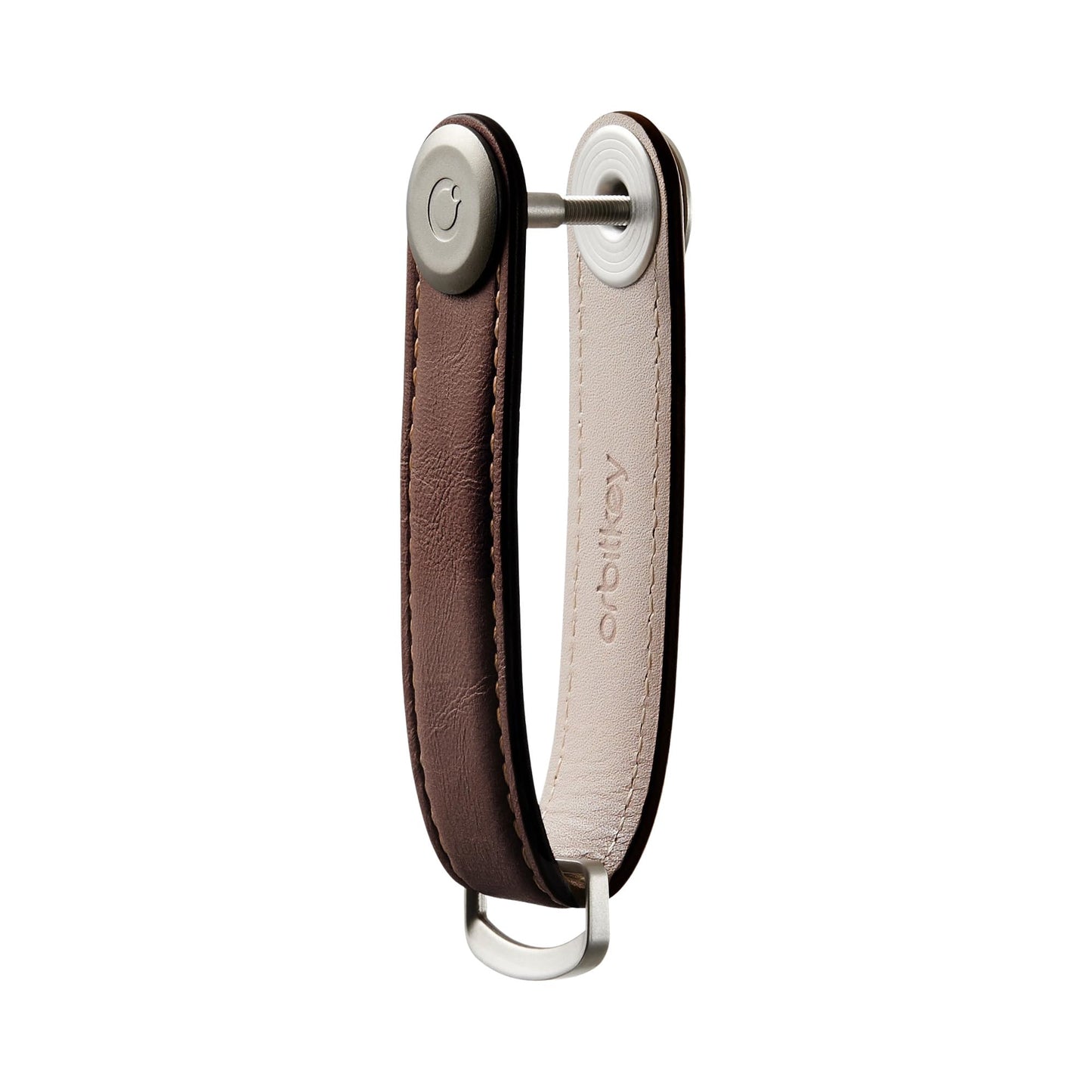 orbitkey Leather Key Organizer | Durable, Stainless Steel Locking Mechanism, Slim & Quiet Profile | Holds up to 7 Keys, Espresso with Brown Stitching