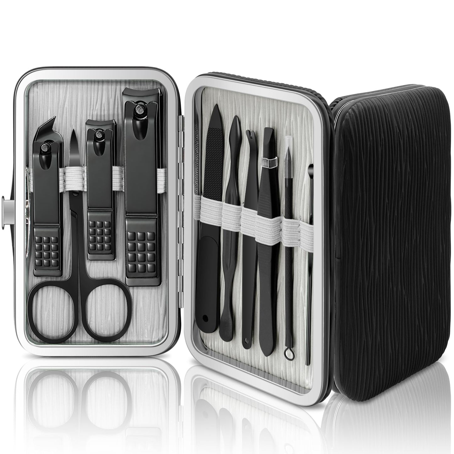 BLESWIN 10-Piece Nail Care Kit, Professional Manicure Set with Green Leather Case, Ideal for Women & Men