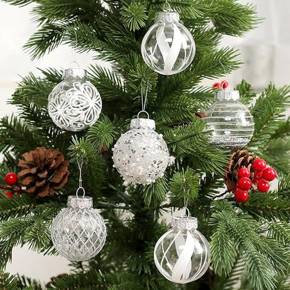 25Pcs Christmas Ornaments Sets 2.36” Christmas Ball Ornaments Christmas Tree Ornaments Shatterproof Xmas Balls Bulbs for Holiday Wedding Party Christmas Tree Decoration（Silvery White）