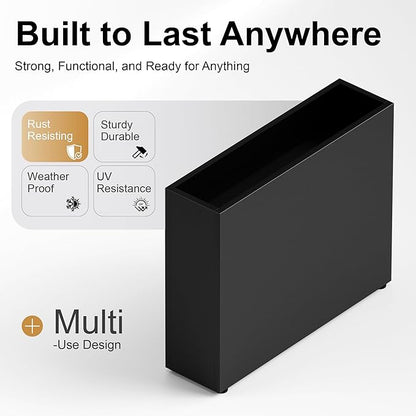 GSK Black Metal Planter Box Rectangular Rustproof Outdoor Plants Indoor Galvanized Steel 37" Lx10 Wx30 H Flower Rectangle Trough Office Commercial Home Patio Balcony Deck Yard Porch