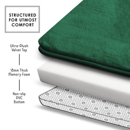 Clara Clark 3 Piece Bathroom Rugs Bath Mat Set, Velvet Memory Foam Bath Mats for Bathroom - Non-Slip, PVC Backing Bath Rugs, Washable - Dries Quickly, Green