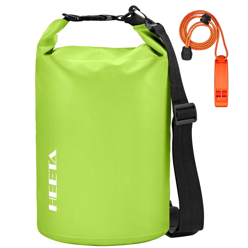 HEETA Waterproof Dry Bag for Women Men, Roll Top Lightweight Dry Storage Bag Backpack with Emergency Whistle for Travel, Kayaking, Boating, Camping, Beach, Cruise Ship Essentials (Lemon Green, 30L)
