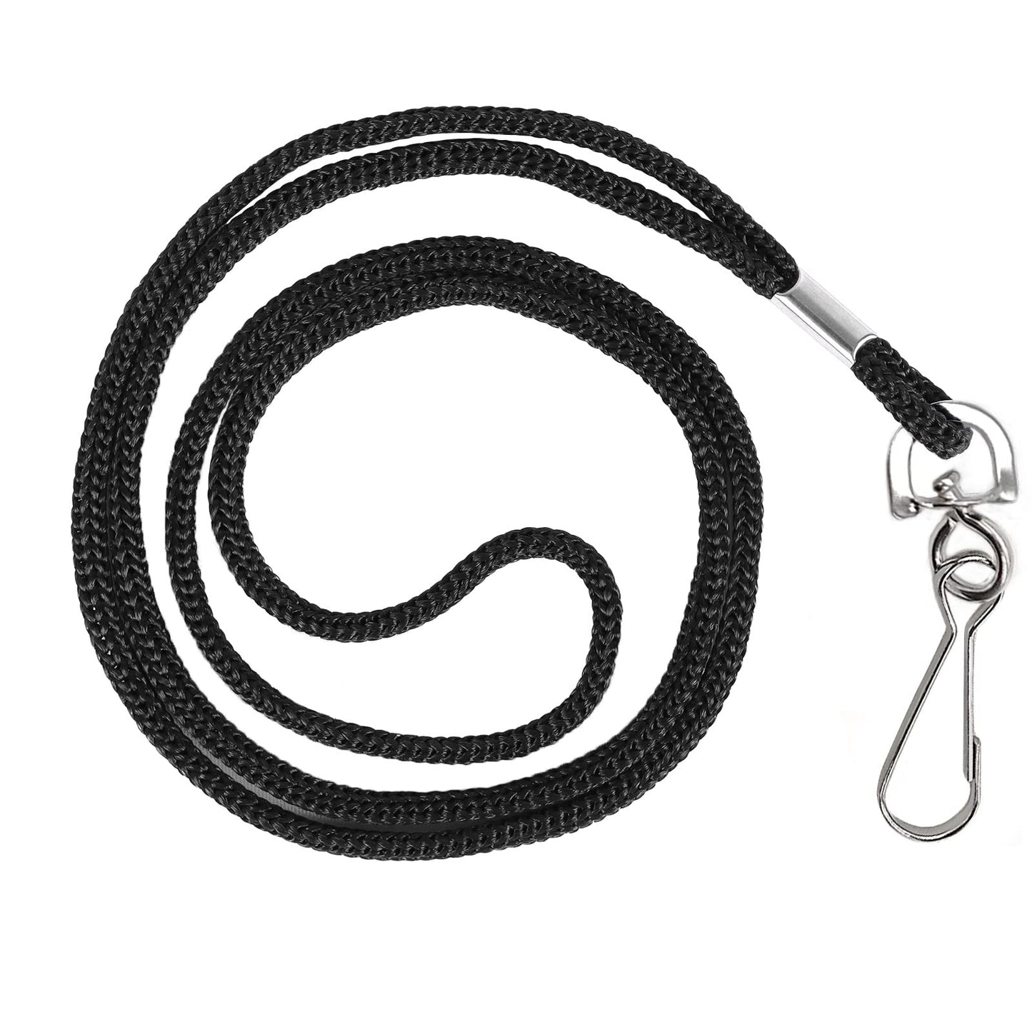 HOSL Black Nylon Lanyards, 100 Pack Bulk Office ID Card Lanyards with Swivel Hook (Modern/Fitted, 19 inches, 1.54lb)